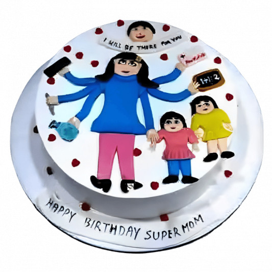 Super MOM Theme Cake online delivery in Noida, Delhi, NCR, Gurgaon