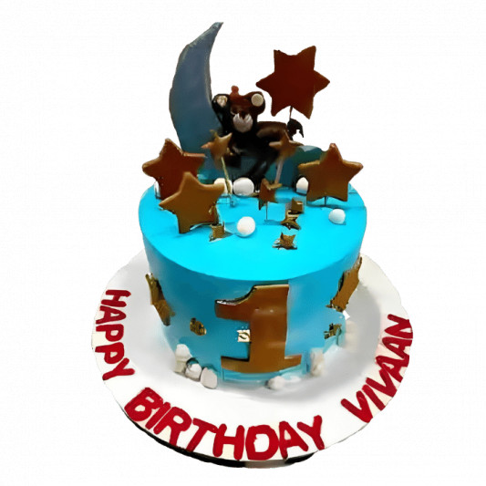 Teddy and Moon Theme Cake online delivery in Noida, Delhi, NCR, Gurgaon