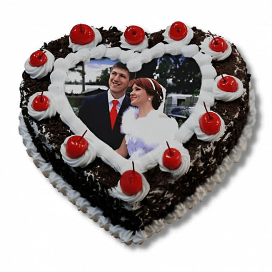 Black Forest Heart Photo Cake online delivery in Noida, Delhi, NCR, Gurgaon