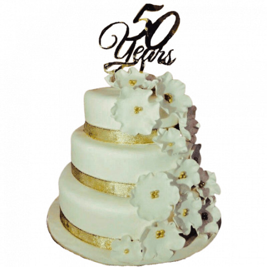 3 tier Tier Cake for 50th Anniversary online delivery in Noida, Delhi, NCR, Gurgaon