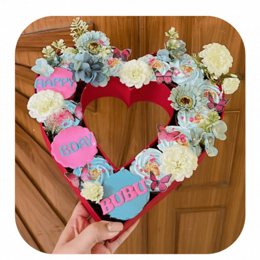 Heart Monogram tray for Birthday online delivery in Noida, Delhi, NCR, Gurgaon