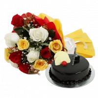 Chocolate Cake N Mix Rose Cake  online delivery in Noida, Delhi, NCR,
                    Gurgaon