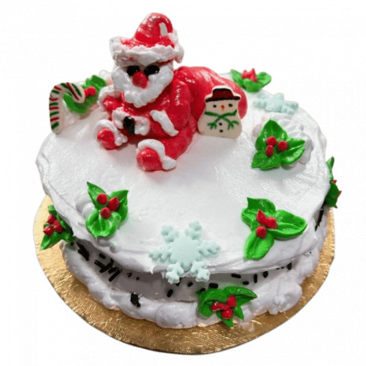 Christmas Cream Cake with Santa Topper online delivery in Noida, Delhi, NCR, Gurgaon