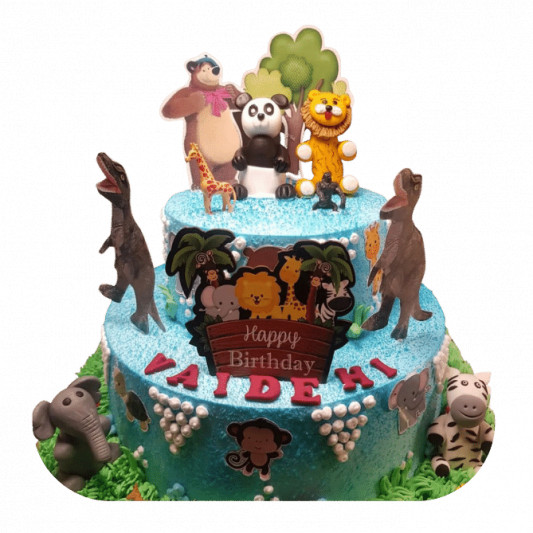 2 tier Jungle Theme Cake online delivery in Noida, Delhi, NCR, Gurgaon