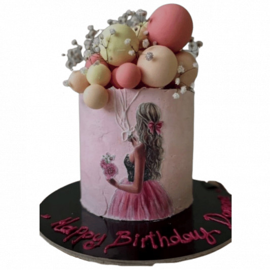 Girl with Balloon Birthday cake online delivery in Noida, Delhi, NCR, Gurgaon