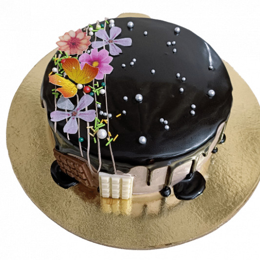 Chocolate Cake With Edible Flowers online delivery in Noida, Delhi, NCR, Gurgaon