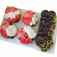 Cupcake and Chocolate Dipped Heart Cookies online delivery in Noida, Delhi, NCR,
                    Gurgaon
