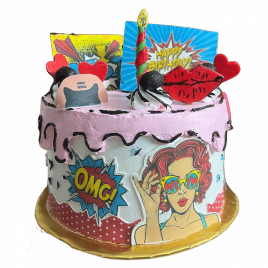 Comic Pop Art Cake online delivery in Noida, Delhi, NCR, Gurgaon