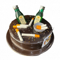 Liquor Bottle with Cigarette Theme Cake online delivery in Noida, Delhi, NCR,
                    Gurgaon