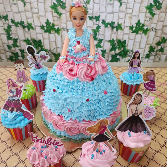 Cute Doll Cake with Cupcakes online delivery in Noida, Delhi, NCR, Gurgaon