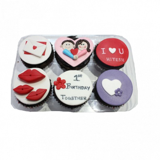 Valentine Theme Cupcake Pack of 6 online delivery in Noida, Delhi, NCR, Gurgaon