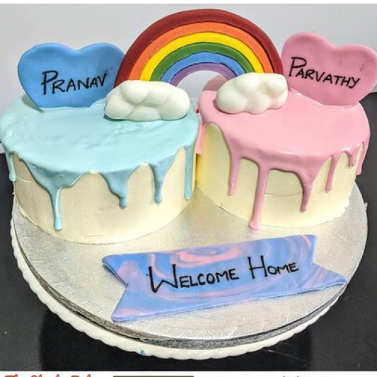 Twins Birthday Rainbow Cake online delivery in Noida, Delhi, NCR, Gurgaon