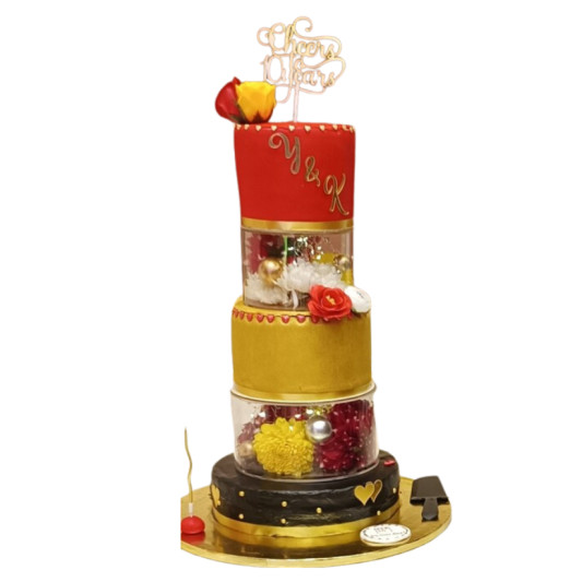 5 Tier Wedding Cake With 2 Acrylic Separators online delivery in Noida, Delhi, NCR, Gurgaon