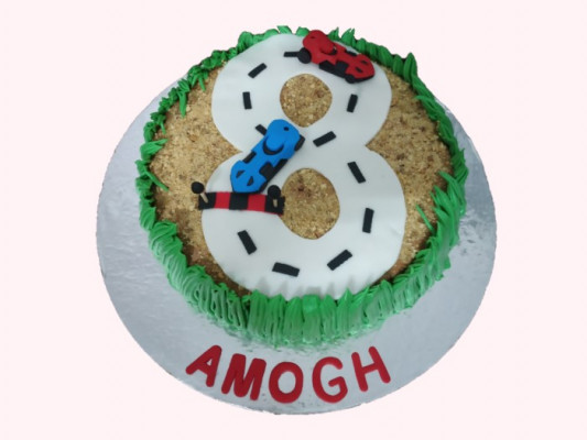 Choco Vanilla Car Track-Number Cake online delivery in Noida, Delhi, NCR, Gurgaon