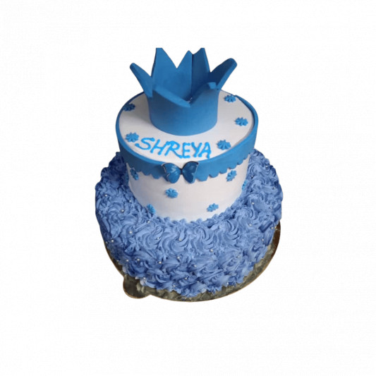 2 tier Baby Blue Crown Cake online delivery in Noida, Delhi, NCR, Gurgaon