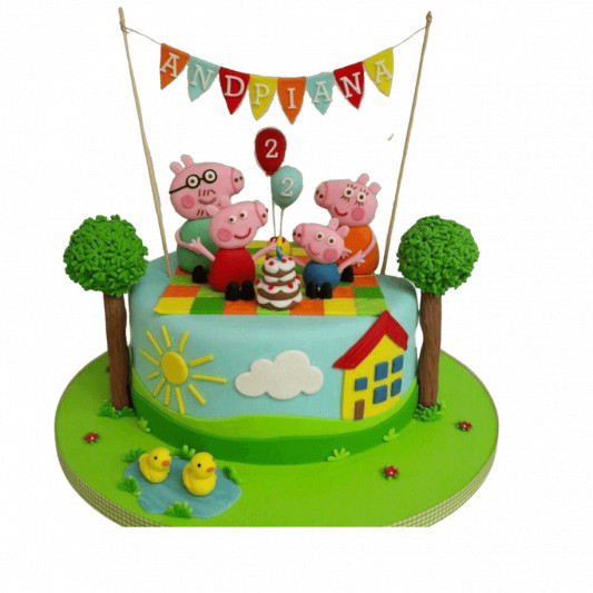 Peppa Pig Fondant Cake online delivery in Noida, Delhi, NCR, Gurgaon