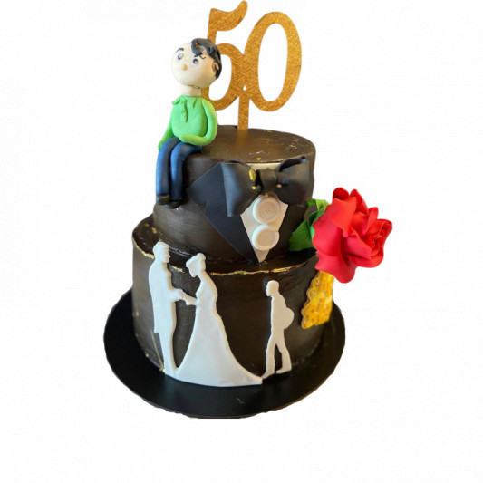 50th Anniversary 2 tier Cake online delivery in Noida, Delhi, NCR, Gurgaon