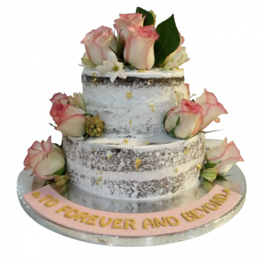 Unique Engagement Cakes with Fresh Flowers online delivery in Noida, Delhi, NCR, Gurgaon