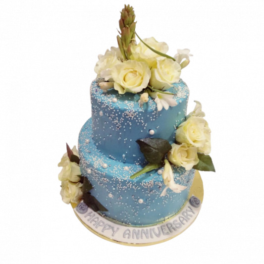 Order 2 Tier Pearl Engagement Cake Online, Same Day Delivery - GiftzBag