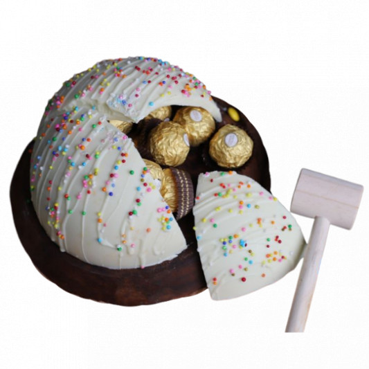 Round Shape Pinata Cake with Ferrero Rocher online delivery in Noida, Delhi, NCR, Gurgaon