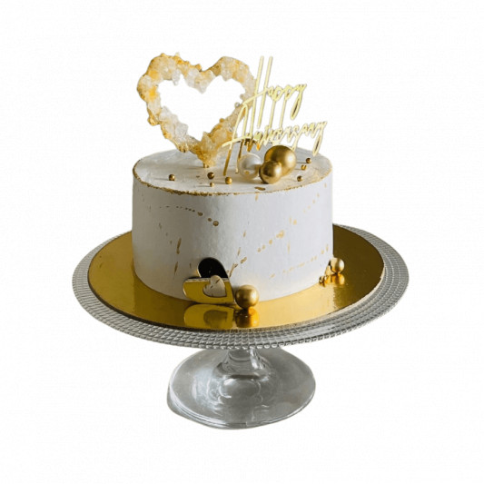 White and Gold Anniversary Cake  online delivery in Noida, Delhi, NCR, Gurgaon