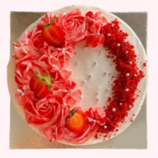 Floral Red Velvet Cake online delivery in Noida, Delhi, NCR, Gurgaon